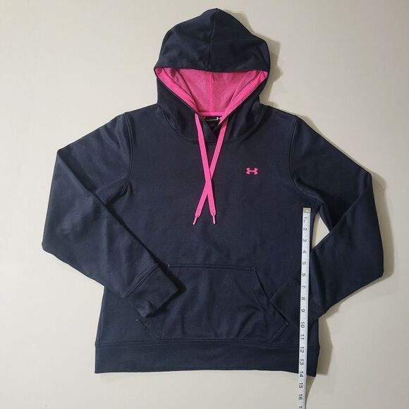 Under Armour® Women's Black Long Sleeve Pink Mesh Lined Hoodie - Picture 5 of 14